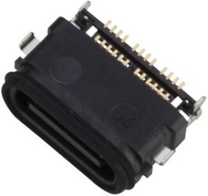 124019322112A, USB Connectors USB Type C RCPT SMT Mid mnt dualrow IPX4