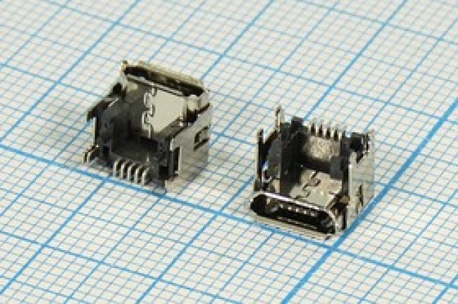 Гнездо micro USB, Тип B, угловое, 5 контактов, SMD на плату; №9964 гн microUSB \B\5C4HP\плат\угл\ SMD\microUSBB5SH1\