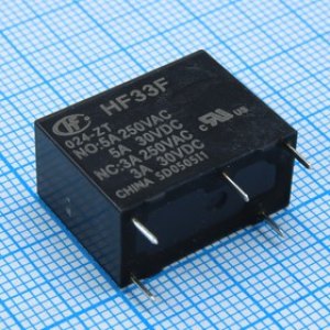 HF33F/024-ZT, Реле силовое 5А одна группа на переключение катушка 24В HF33F/024-ZT, Реле силовое 5А одна группа на переключение катушка 24В
