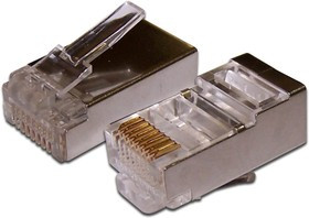 TWT-PL45/S-8P8C, Коннектор RJ-45 8P8C FTP Кат. 5e экранированный, универсальный, 100 шт. в упак. PL45/S-8P8C