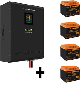 EX296659RUS, Комплект ИБП EX296004RUS + батарея 40Aч EX282979RUS 4шт (инвертор, синус, для котла, настенный) ExeGate FineSine SX-5000.LCD.AV