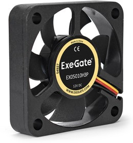 Вентилятор ExeGate EX05010H3P, 50x50x10 мм, Hydraulic bearing (гидродинамический), 3pin, 4500RPM, 22