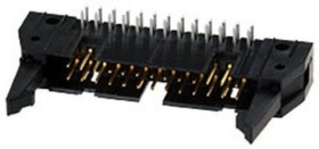 5499786-6, AMP-Latch-26 вилка на плату угл.2.54мм с длин.защ