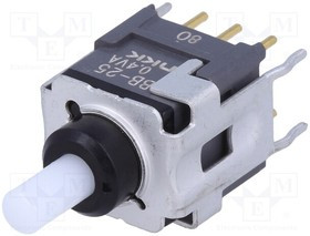 BB25AB, Переключатель: кнопочный, Пол: 2, DPDT, 0,01A/28ВAC, 0,01A/28ВDC
