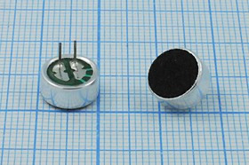 Микрофон электретный, всенаправленный, 9.7x 4.5мм, со штыревыми выводами; №4281 R микэ 9,7x 4,5\O\2P