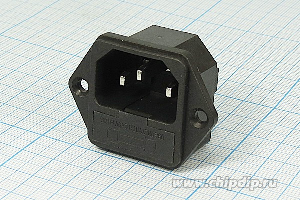 AC-3FL, Разъем 220 В, папа, вилка на блок, 3 контакта с держателем предохранителя,крепление винт AC-3FL, Разъем 220 В, папа, вилка на блок, 3 контакта с держателем предохранителя,крепление винт