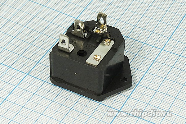 AC-3FL, Разъем 220 В, папа, вилка на блок, 3 контакта с держателем предохранителя,крепление винт AC-3FL, Разъем 220 В, папа, вилка на блок, 3 контакта с держателем предохранителя,крепление винт