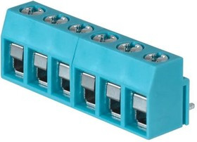 TB003V-500-P06BE, Fixed Terminal Blocks Terminal block, screw type, 5.00 , vertical, 6 poles, CUI Blue, Philip's head screw, PCB mount
