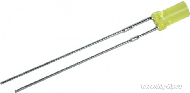 L-424YDT, Светодиод 3мм/желтый/588нм/ 1-4мкд/цилиндр/100°