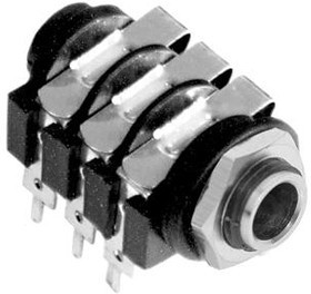 ACJS-MC, Телефонный аудио разъем, Stereo, 6.35mm, 3 контакт(-ов), Гнездо, Монтаж в Панель