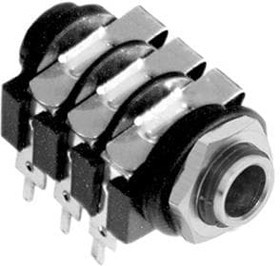 ACJS-MC, Телефонный аудио разъем, Stereo, 6.35mm, 3 контакт(-ов), Гнездо, Монтаж в Панель