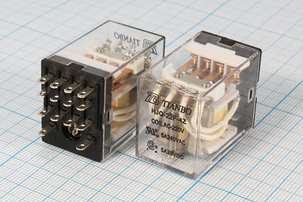 HJQ-22F-220VAC-4Z, Реле 4пер. 220VAC, 5A/250VAC