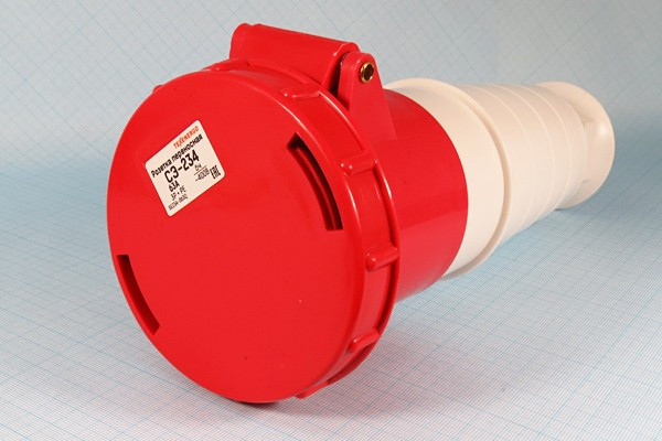 Разъем питания AC розетка, 3P+E, 80 B, 63 A, на кабель,IP54, HTN234