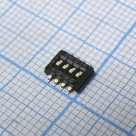 DHN-04F-V, (miникельSWD-04 1.27mm), Движковый переключатель 4 группы SMD монтаж 1.27мм 25мА 24В положение ВЫКЛ