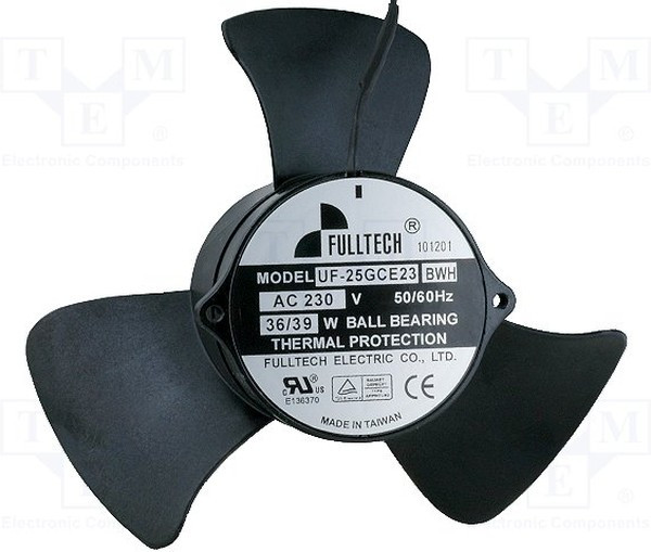 UF25GCE23-H, Вентилятор осевой, 220х220х86мм, 230В, AC, 0.14А, 36Вт, подшипник качения, 1400об/мин, 2 провода