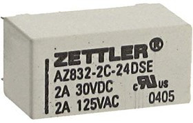 AZ832-2C-24DSE, Реле: электромагнитное, DPDT, Uобмотки: 24ВDC, 1A/120ВAC, 2A/30ВDC