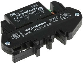 DRA1-MCX240D5, DRA1-MCX Series Solid State Interface Relay, 15 V dc Control, 5 A rms Load, DIN Rail Mount