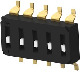 EDS05SGRSTR04Q, DIP / SIP переключатель, с углублением, 5 схем(-а), Ползунок, SMD (Поверхностный Монтаж), SPST EDS05SGRSTR04Q, DIP / SIP переключатель, с углублением, 5 схем(-а), Ползунок, SMD (Поверхностный Монтаж), SPST