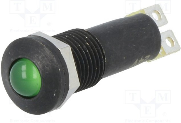0035.0668, Индикат.лампа: LED, выпуклый, 24ВDC, Отв: d8,4мм, IP67, коннекторы