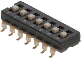 DS04-254-1-07BK-SMT, DIP Switches / SIP Switches DIP Switch, SPST, 2.54 pitch, Raised actuator, SMT, 7 position, Black