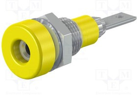 LB-I2R-24, Гнездо; "банан" 2мм; 10А; 23мм; желтый; изолированный; 60ВDC; 30ВAC