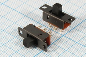 Движковый переключатель на три положения, ON-OFF-ON, 9975 ПДв 15,0x 7,5h5\ 6C\0,3А50В\ON-OFF- ON\2от