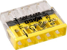 2273-205, электромонтажные экспресс-клеммы, 5х2.50 кв.мм, без пасты