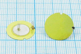 Пьезоэлектрическая диафрагма на бронзовой основе 15x0,22мм с пружинными контактами, пружин пб 15x0,2