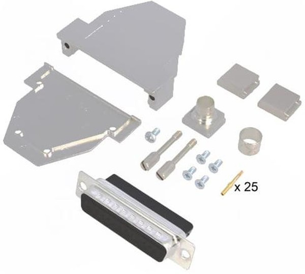 DCRP25-DBCP-CF65, Разъем D-Sub; PIN: 25; вилка; "папа"; обжим; на провод; черный DCRP25-DBCP-CF65, Разъем D-Sub; PIN: 25; вилка; "папа"; обжим; на провод; черный