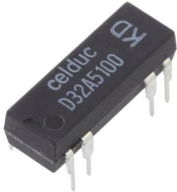 D32A5100, Plug In Reed Relay, 12V dc Coil, DPST, 100V dc Max, 500
