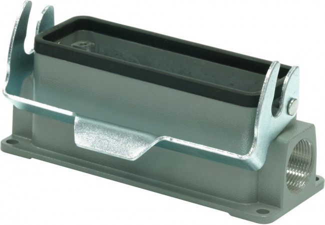 MP009420, Разъем для тяжелых условий, Основа, сквозной монтаж с гайкой, ввод сбоку, Корпус из Алюминия MP009420, Разъем для тяжелых условий, Основа, сквозной монтаж с гайкой, ввод сбоку, Корпус из Алюминия