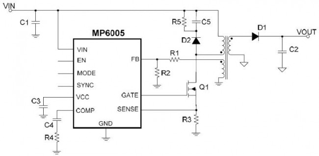 MP6005GK-P, DC / DC CTRL, FLYBACK, 250KHZ, 125DEGC