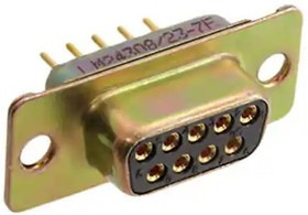 M24308/23-7F, M24308 9 Way Panel Mount D-sub Connector Socket, 2.77mm Pitch, with 4-40 Screw Locks