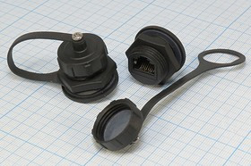 Гнездо телефонное 8P8C герметичный, на панель, угловой, RJ45F9