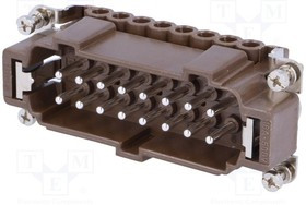CNEM16T, Разъем для тяжелых условий, 16+PE сигнал, CNE Series, Insert, 16 Contacts, 16A, Штекер