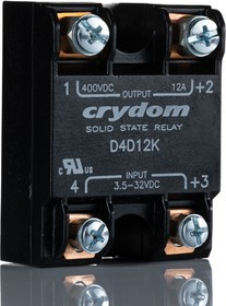 D4D12K, Solid State Relay 15mA 32V DC-IN 12A 400V DC-OUT 4-Pin