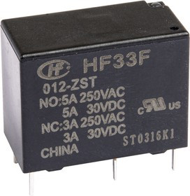 HF33F/012-ZST, Реле 1 переключ. 12VDC, 3A/250VAC SPDT