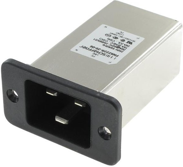 FN9222R-20-06, 20A, 250 V ac Male Flange Mount IEC Inlet Filter FN9222R-20-06, Faston FN9222R-20-06, 20A, 250 V ac Male Flange Mount IEC Inlet Filter FN9222R-20-06, Faston