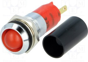 SWBU14027A, Индикат.лампа светодиод, вогнутый, красный, 130ВAC, dотв 14,2мм