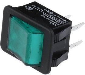 C1353ABBG2, ROCKER SWITCH, DPST, 20A, 250V, GREEN