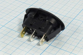 Автомобильный клавишный выключатель с синей подсветкой 12В/20А, c фиксацией; №10223B Пкл\12\20\ON-OFF\\чер\ ILСДсин\\3T\R13-257L2U\