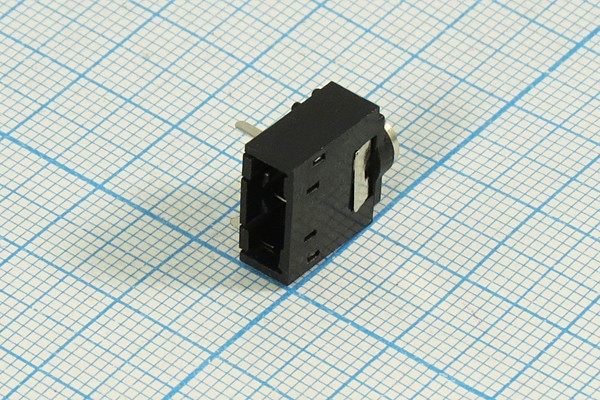 Розетка 3.5 моно, контакты 3C, на плату, угловой, ГС2-3-П-1, ON-OFF