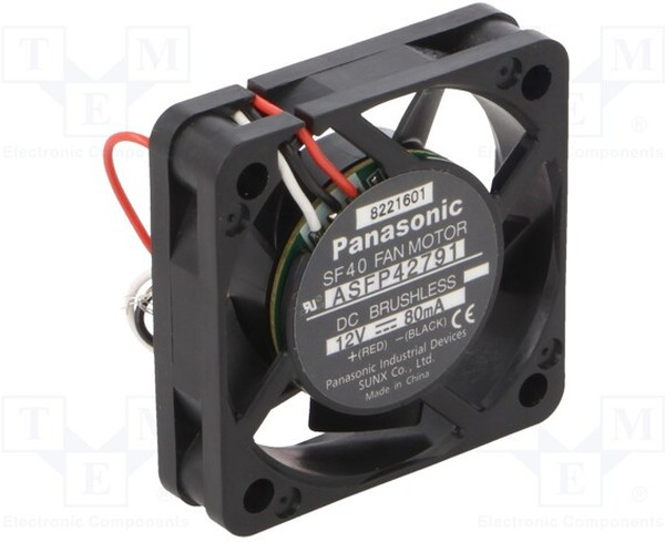 ASFP42791, Вентилятор: DC; осевой; 12ВDC; 40x40x10мм; 9,6куб.м/ч; 24,5дБА