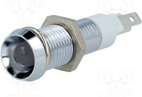 SMBE08214, Индикат.лампа: LED, вогнутый, 24-28ВDC, Отв: d8,2мм, IP40, металл