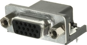 A-HDF 15 A-KG/T, A-HDF 15 Way Right Angle Through Hole D-sub Connector Socket, 1.98mm Pitch
