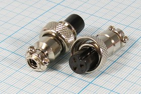 Разъем микрофонный MIC12 розетка, контакты 3P, монтаж на кабель, М12, XS12JK-3P