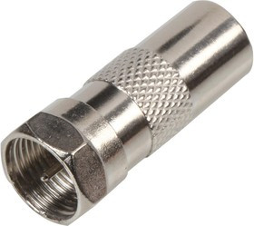 PSG08526, РЧ/Коаксиальный адаптер, TV Коаксиальный, Штекер, F, Штекер, Прямой Переходник, 75 Ом