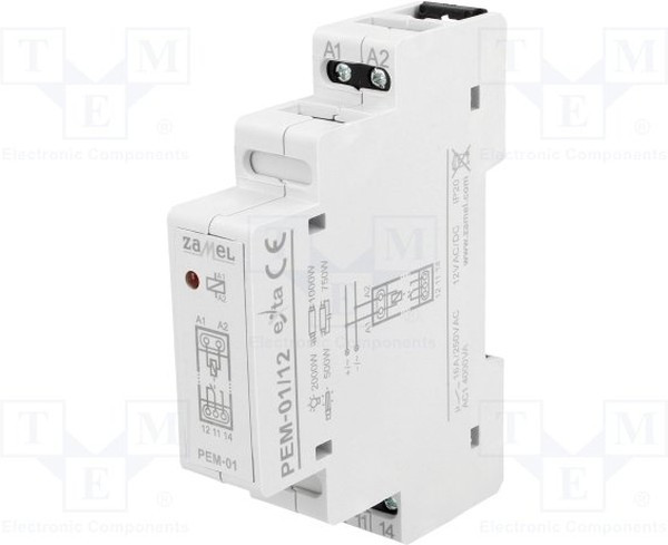 Zamel Реле электромагнитное 1НО / NC 16A, 12V AC / DC, IP20
