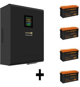 EX296649RUS, Комплект ИБП EX296003RUS + батарея 120Aч EX285657RUS 4шт (инвертор, синус, для котла, настенный) ExeGate FineSine SX-3000.LCD.A