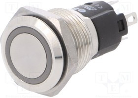 82-4151.1144, Pushbutton Switches Ylw RingLED 24VAC/DC 16mm QC Flush